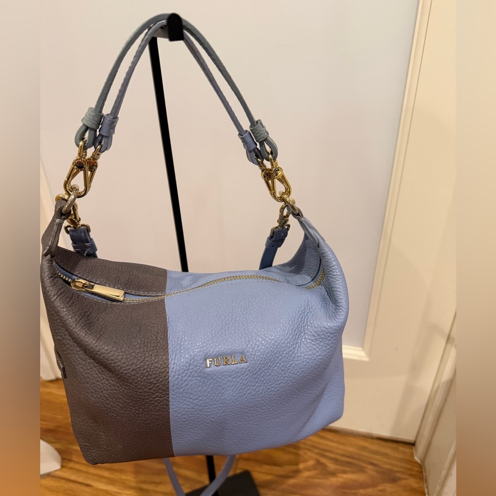 Furla Two-Tone Blue and Gray Shoulder Bag